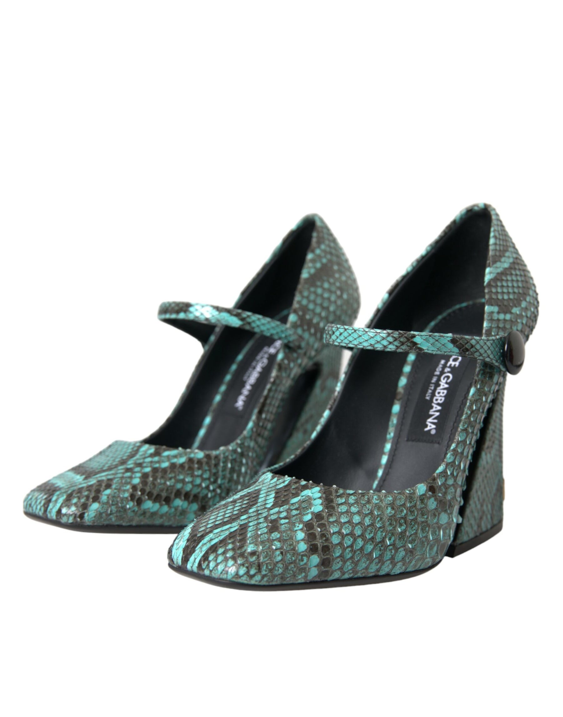 Dolce & Gabbana Aqua Python Leather Mary Jane Pumps Shoes | Regal Royce