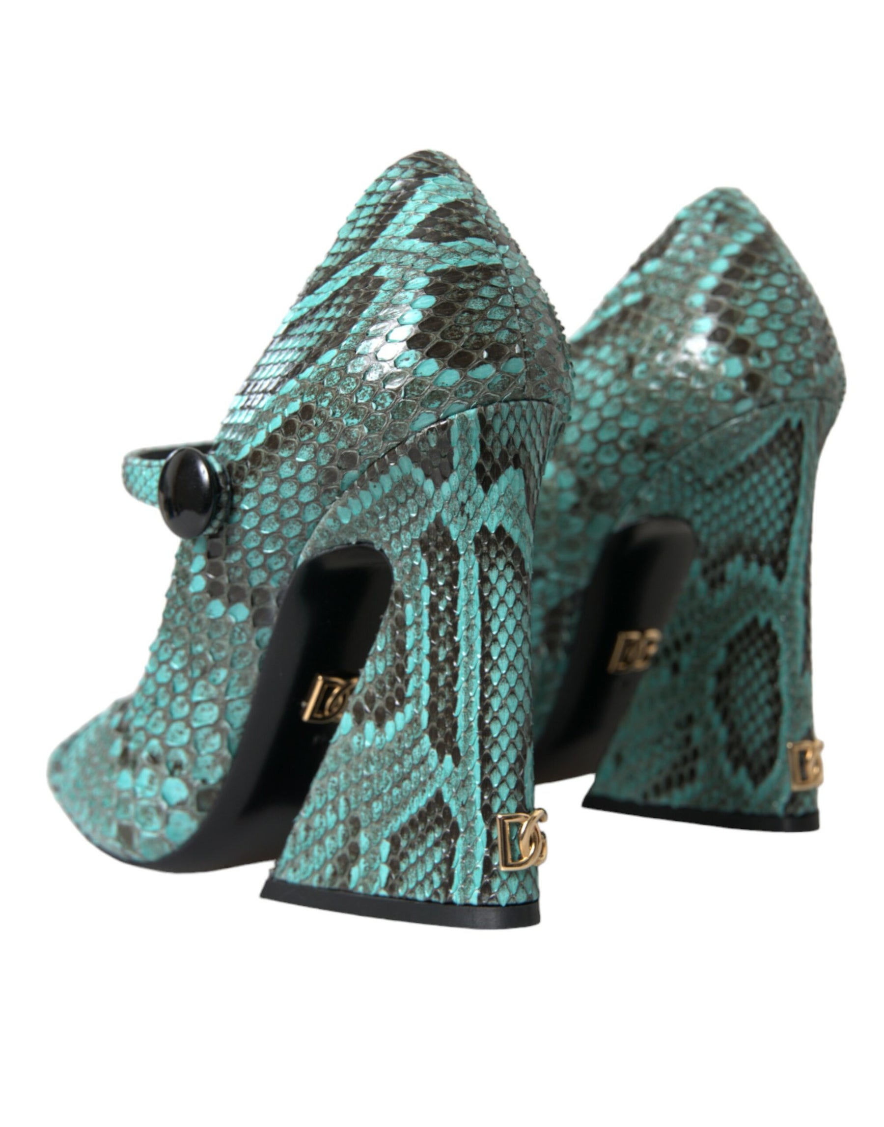 Dolce & Gabbana Aqua Python Leather Mary Jane Pumps Shoes | Regal Royce