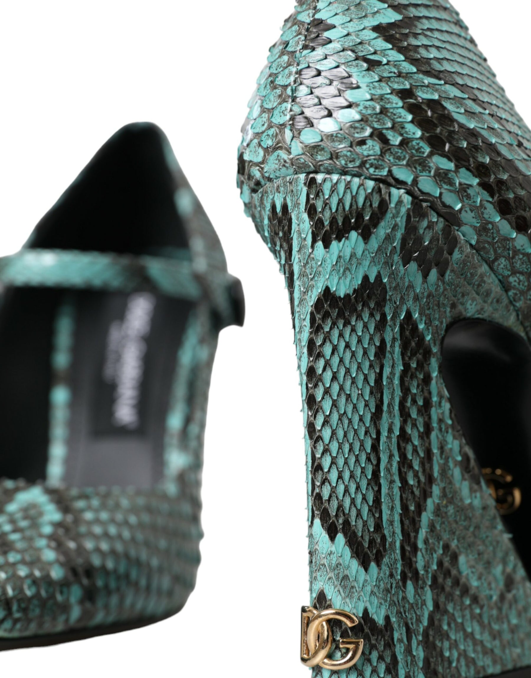 Dolce & Gabbana Aqua Python Leather Mary Jane Pumps Shoes | Regal Royce