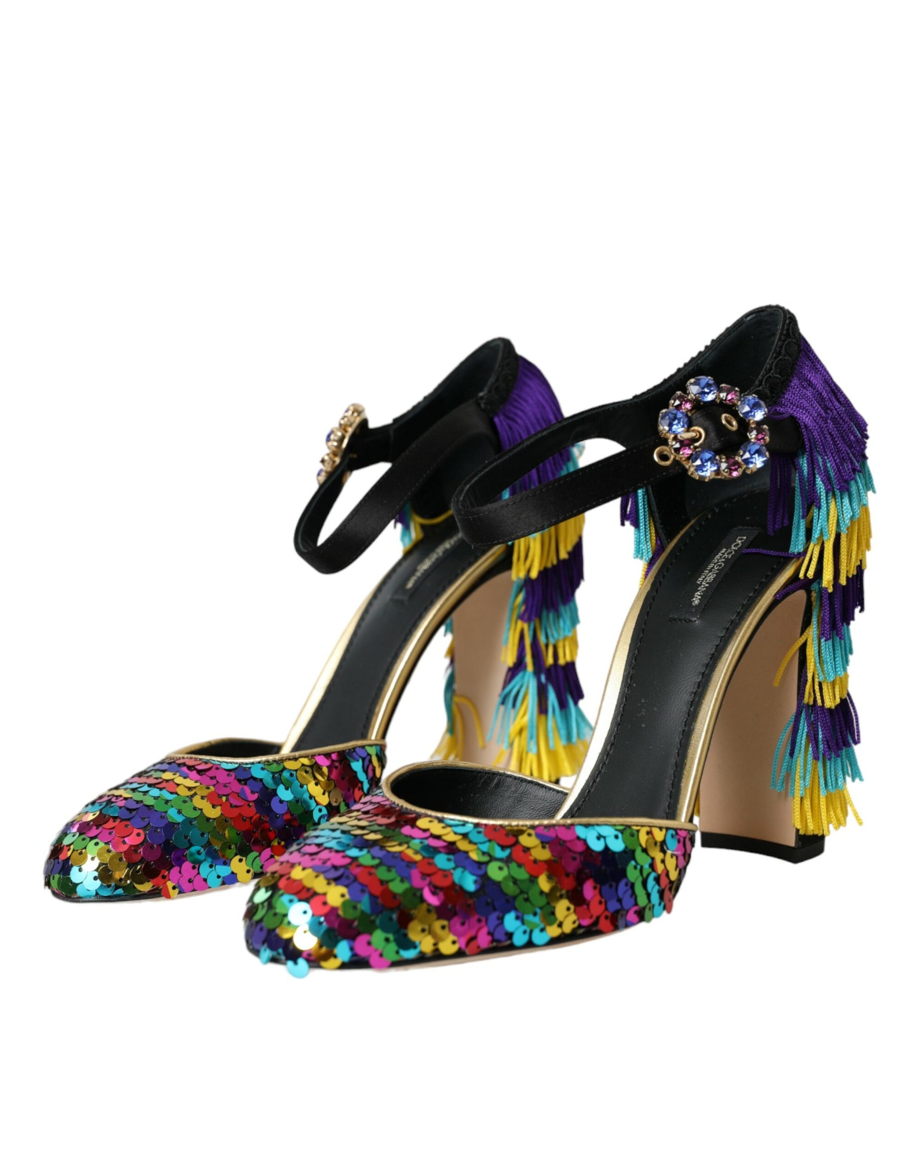 Dolce & Gabbana Multicolor Sequin Crystal Mary Jane Shoes | Regal Royce