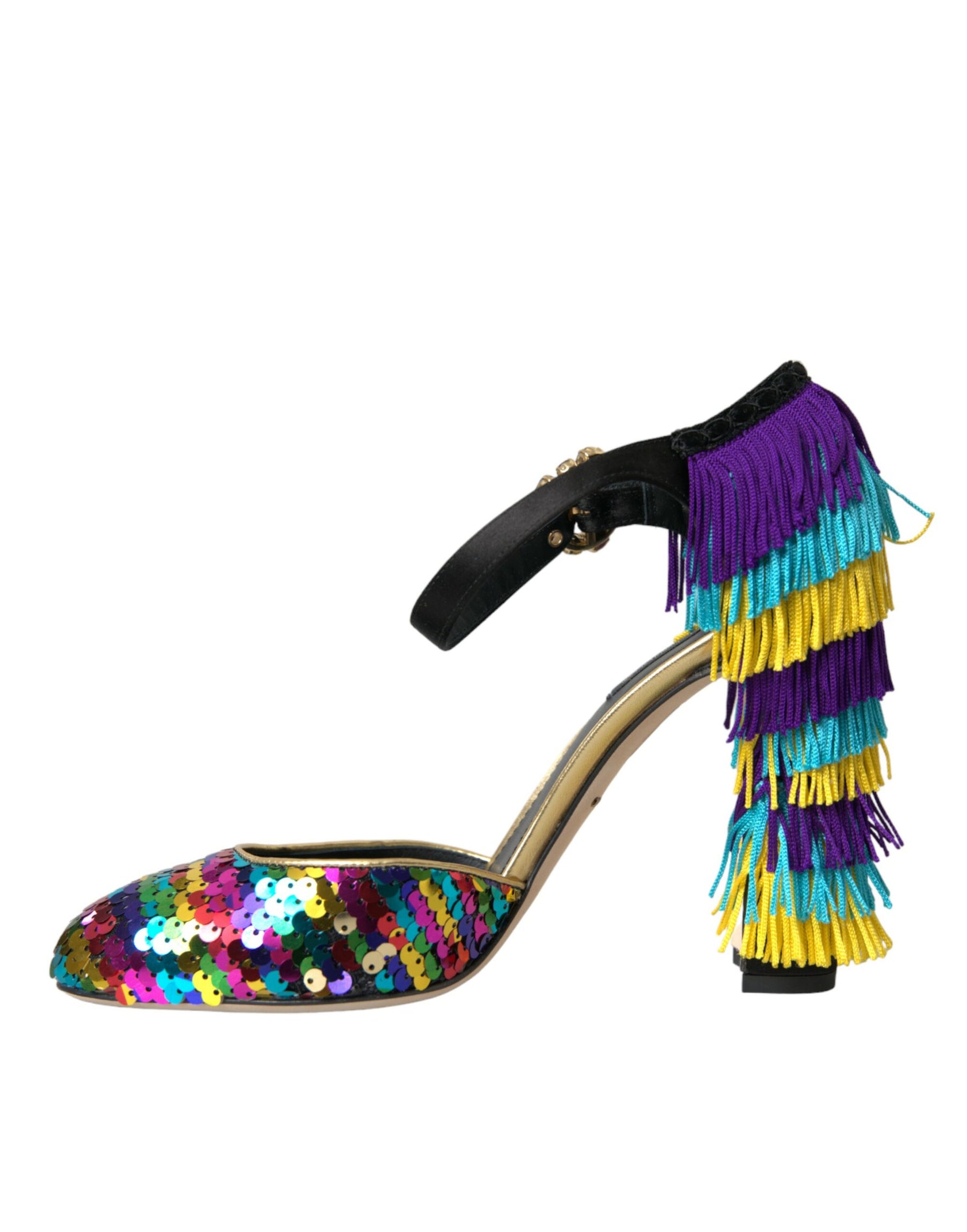 Dolce & Gabbana Multicolor Sequin Crystal Mary Jane Shoes | Regal Royce