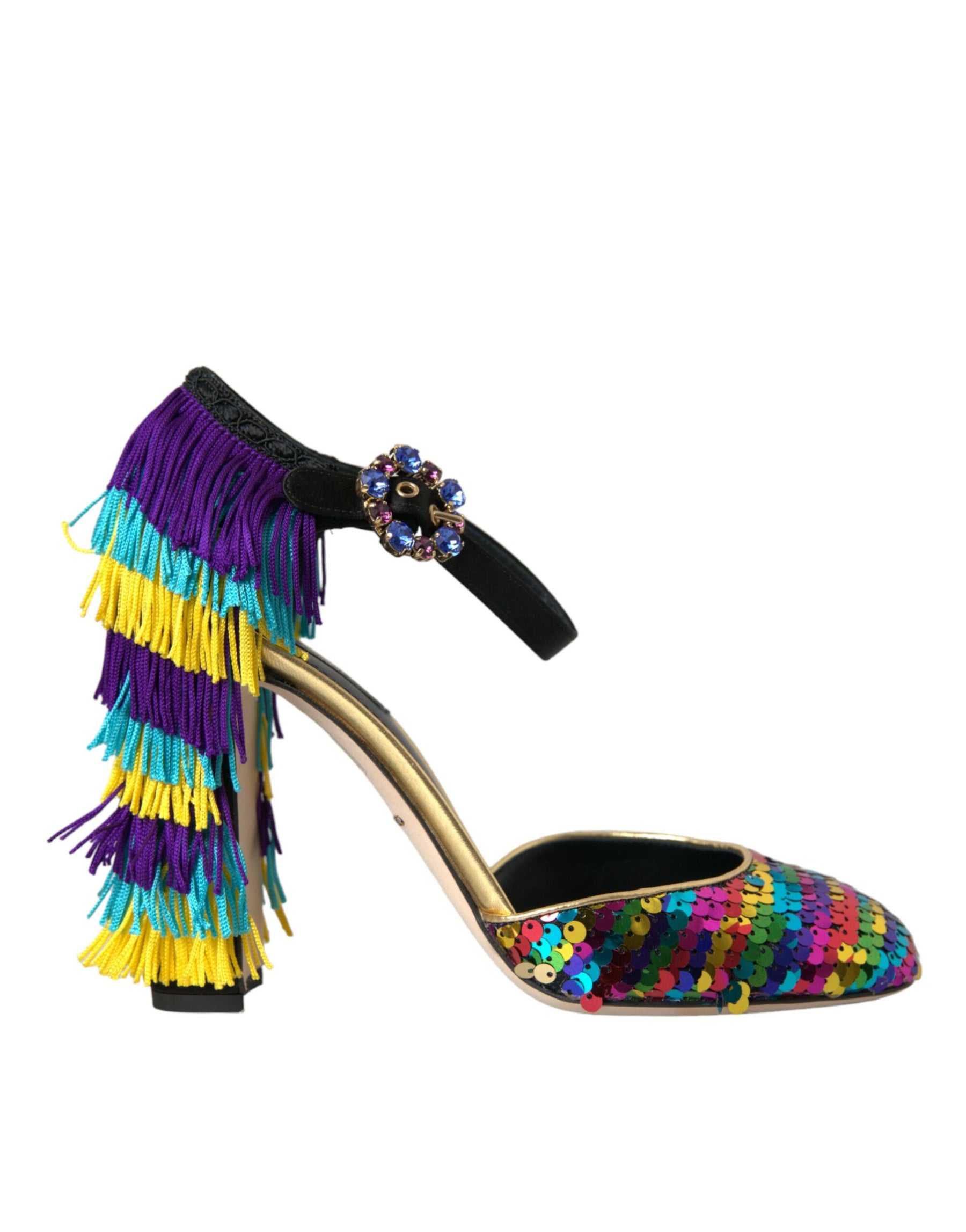 Dolce & Gabbana Multicolor Sequin Crystal Mary Jane Shoes | Regal Royce