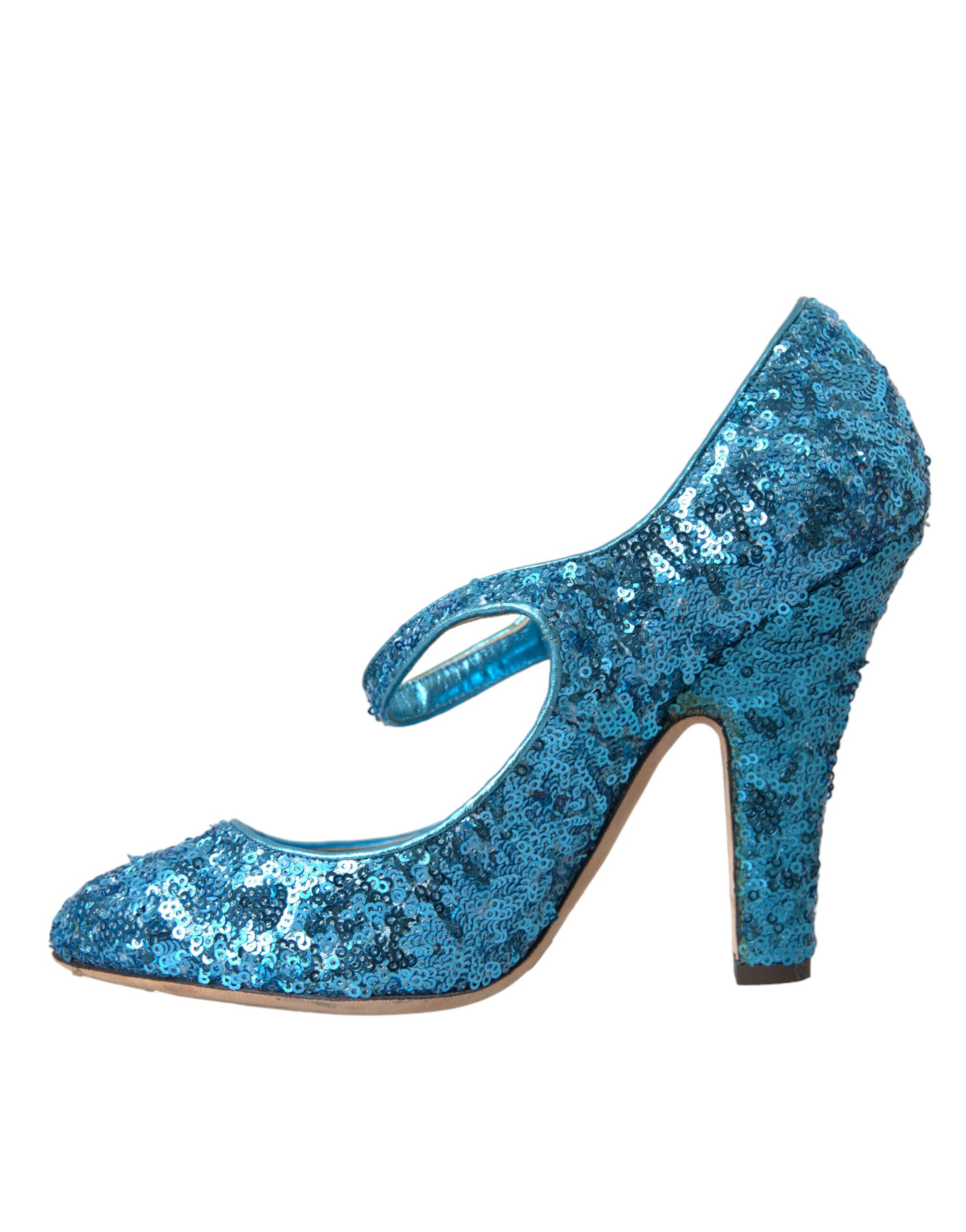 Dolce & Gabbana Blue Sequin Mary Jane Pumps High Heels Shoes | Regal Royce