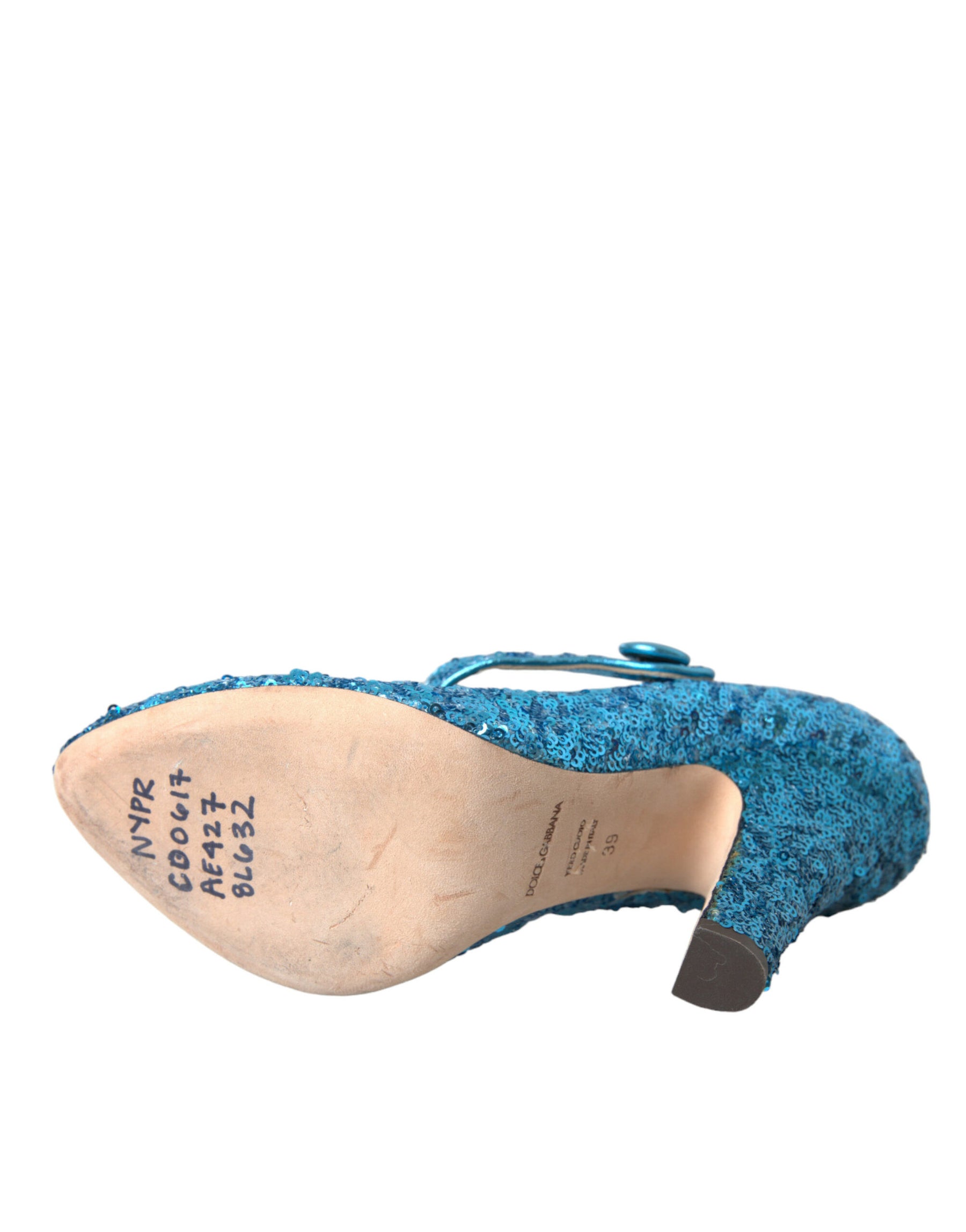 Dolce & Gabbana Blue Sequin Mary Jane Pumps High Heels Shoes | Regal Royce
