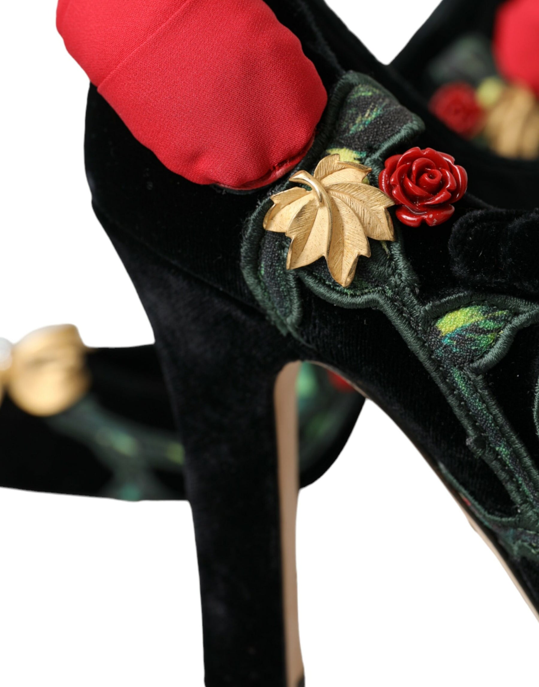 Dolce & Gabbana Black Roses Crystal Brooch Mary Jane Shoes | Regal Royce