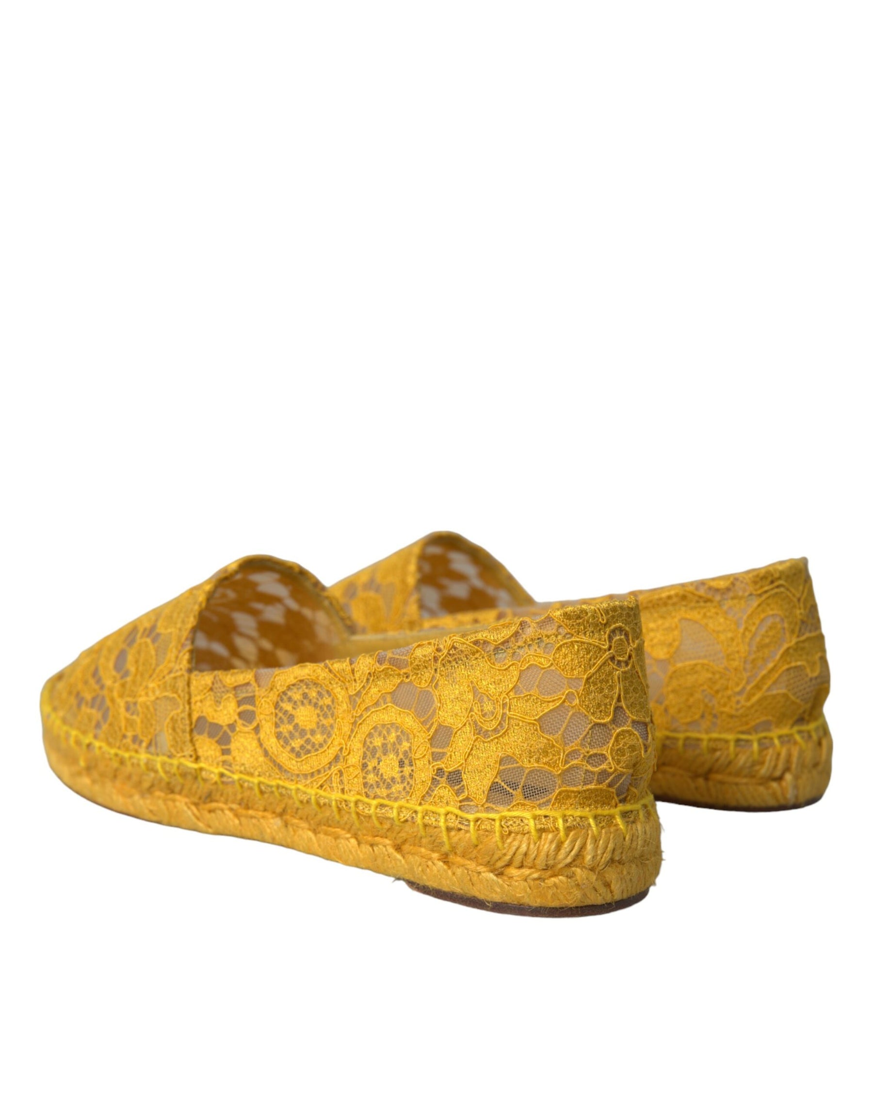 Dolce & Gabbana Yellow Taormina Lace Espadrille Loafers Flats Shoes | Regal Royce