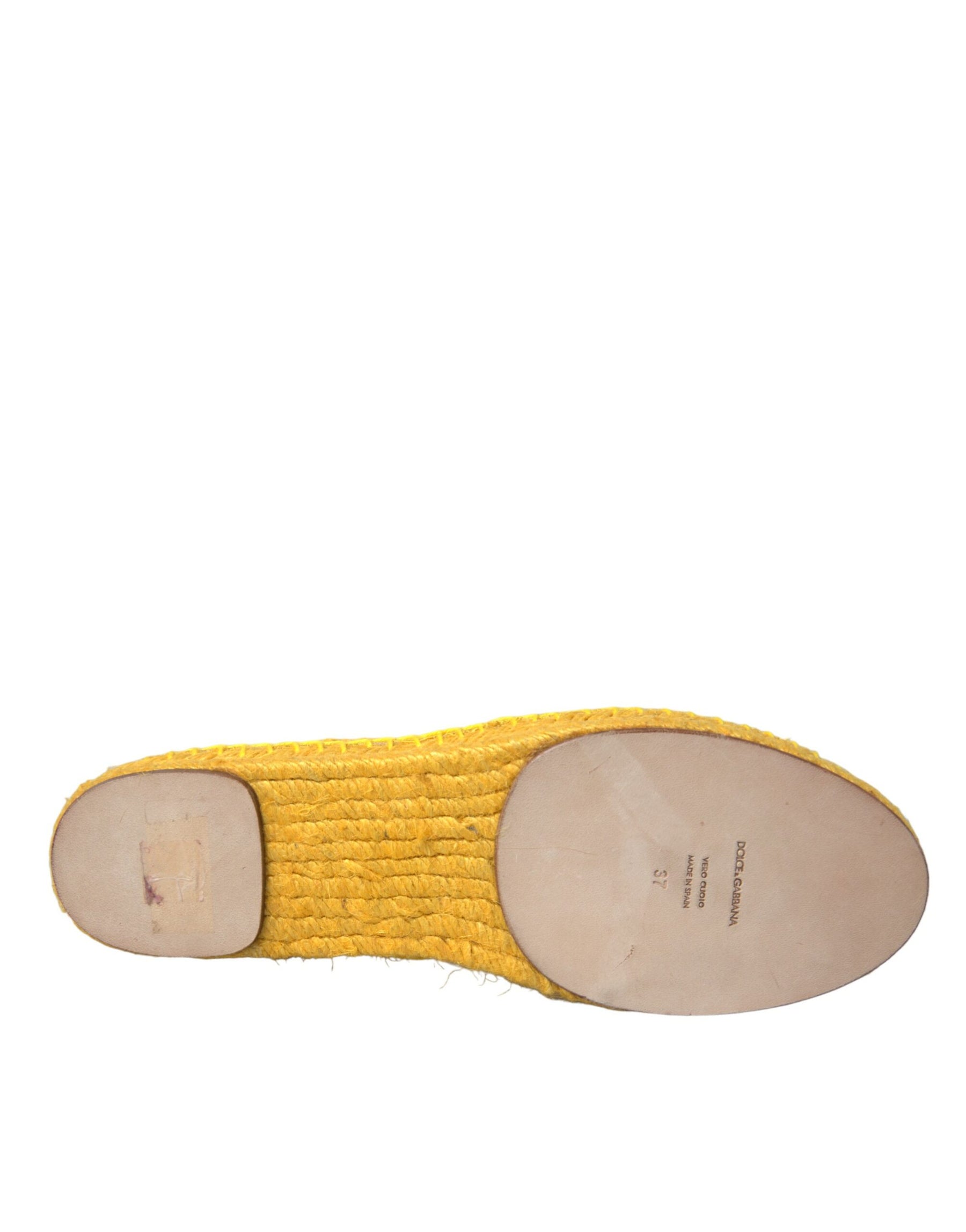 Dolce & Gabbana Yellow Taormina Lace Espadrille Loafers Flats Shoes | Regal Royce