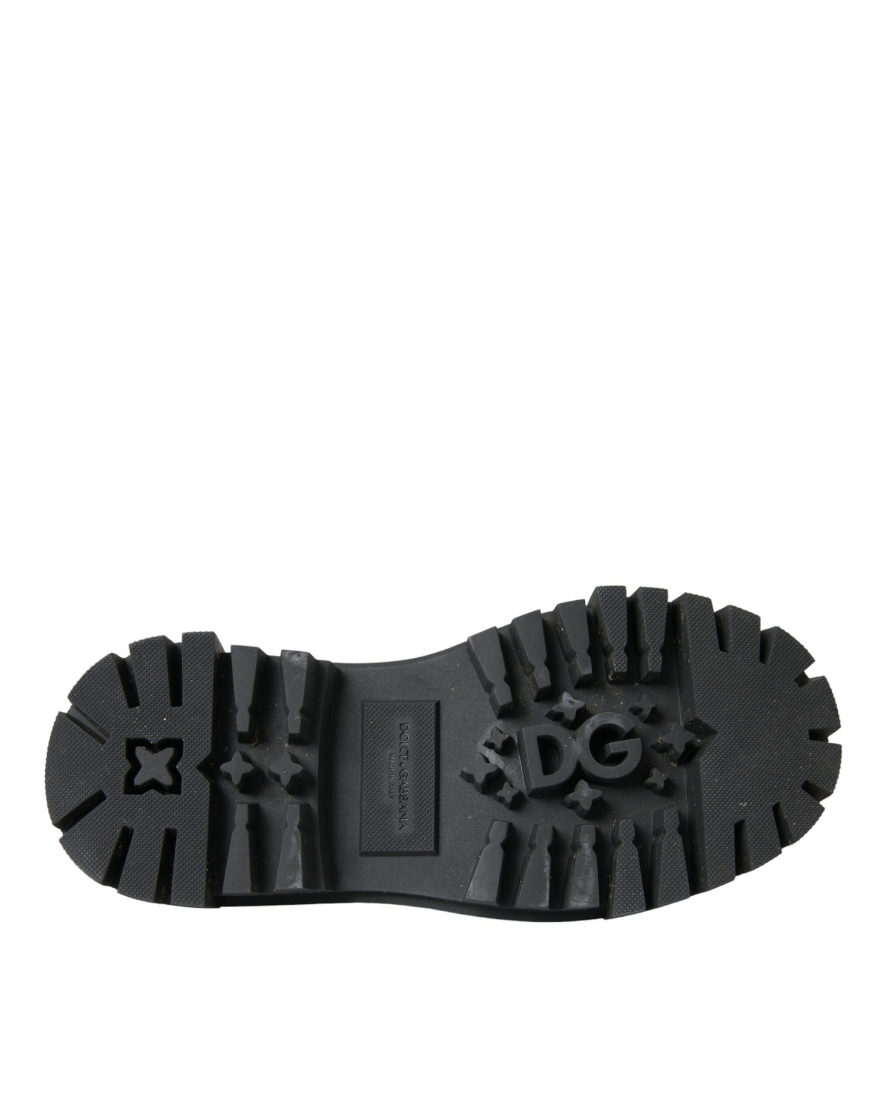 Dolce & Gabbana Black Leather Trekking Derby Embellished Shoes | Regal Royce