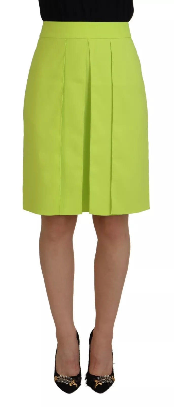 Dsquared² Green High Waist Pleated A-line Knee Length Skirt | Regal Royce