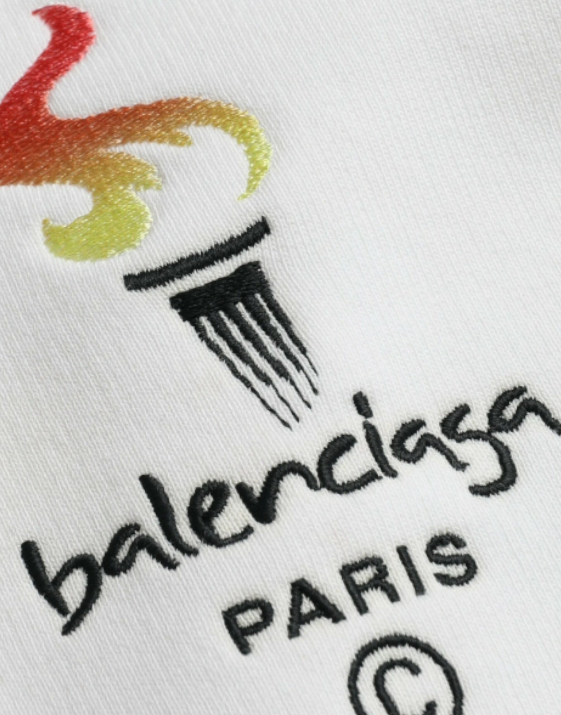 Balenciaga White Cotton Logo Hooded Pullover Sweatshirt Sweater | Regal Royce