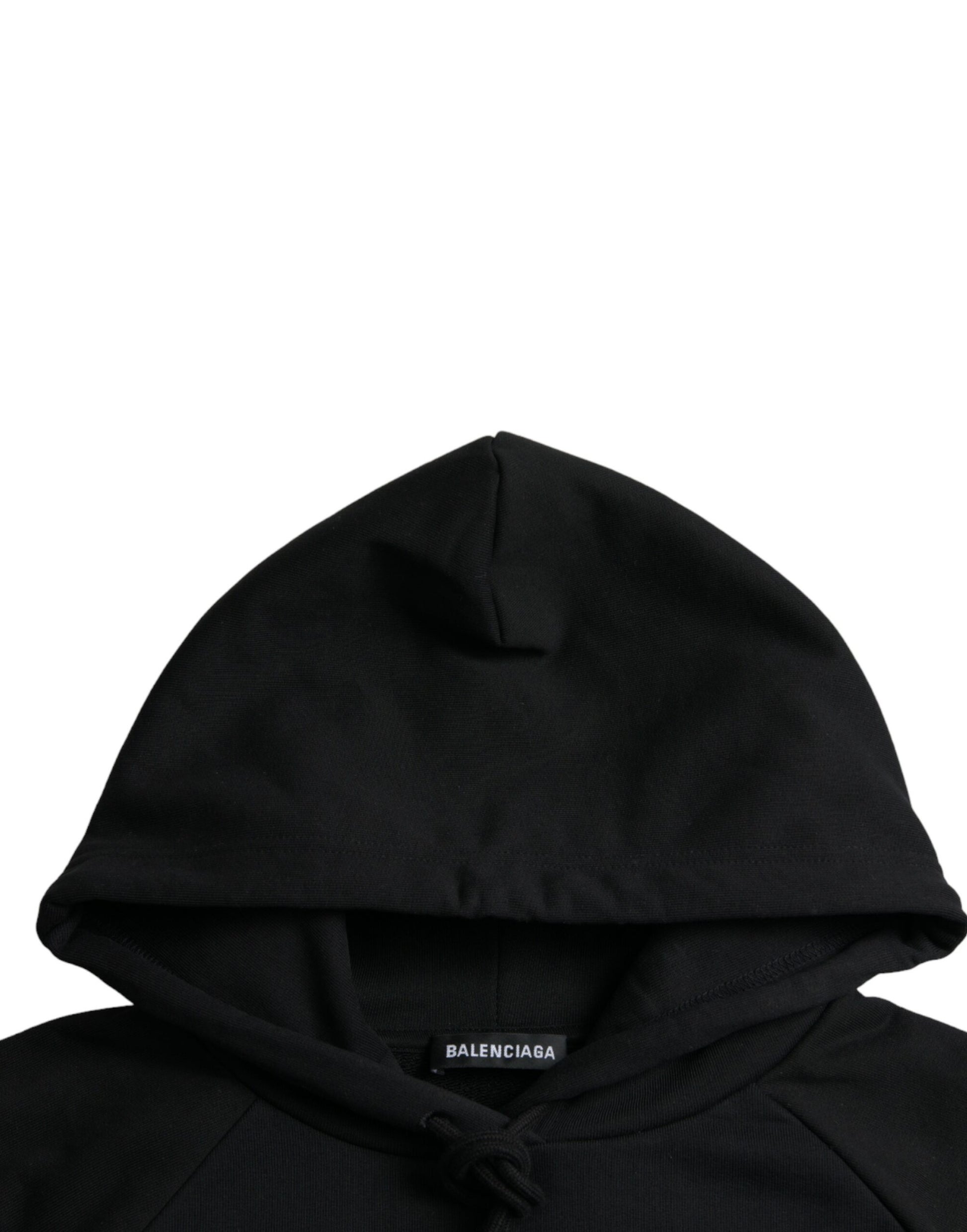Balenciaga Black Cotton Logo Hooded Pullover Sweatshirt Sweater | Regal Royce