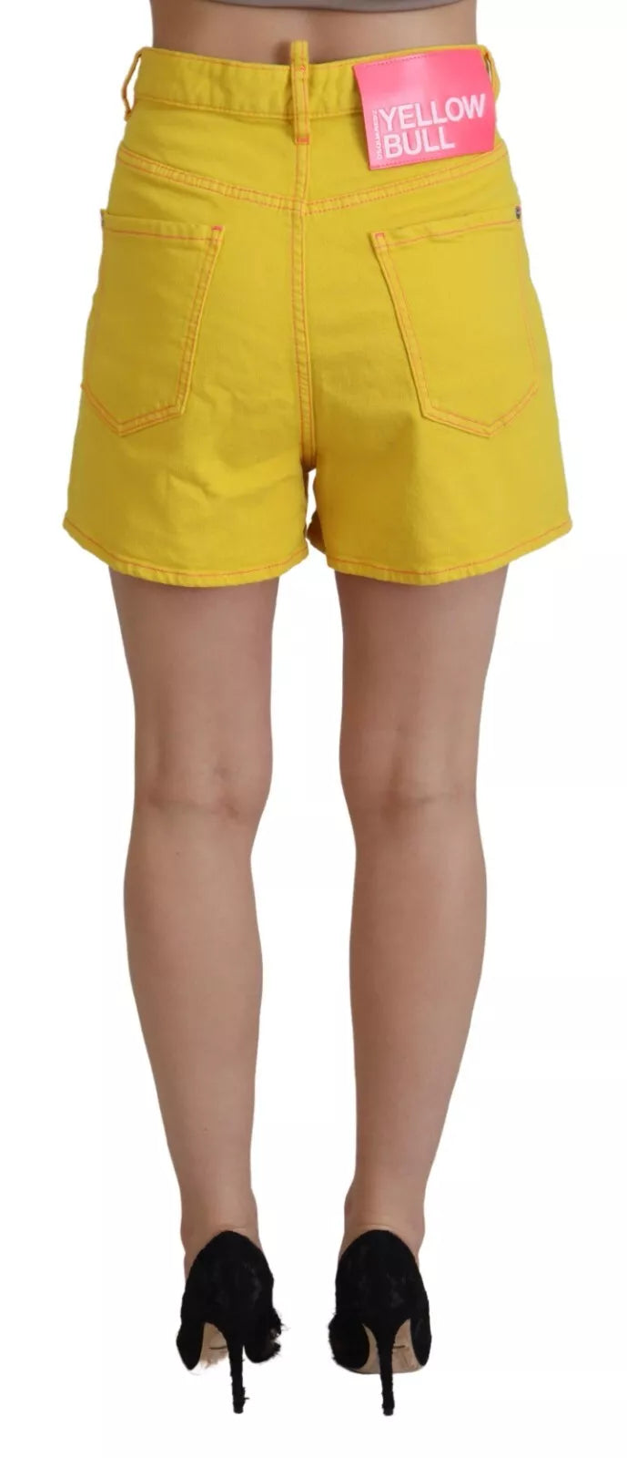 Dsquared² Yellow Cotton High Waist Baggy Women Hotpants Shorts | Regal Royce