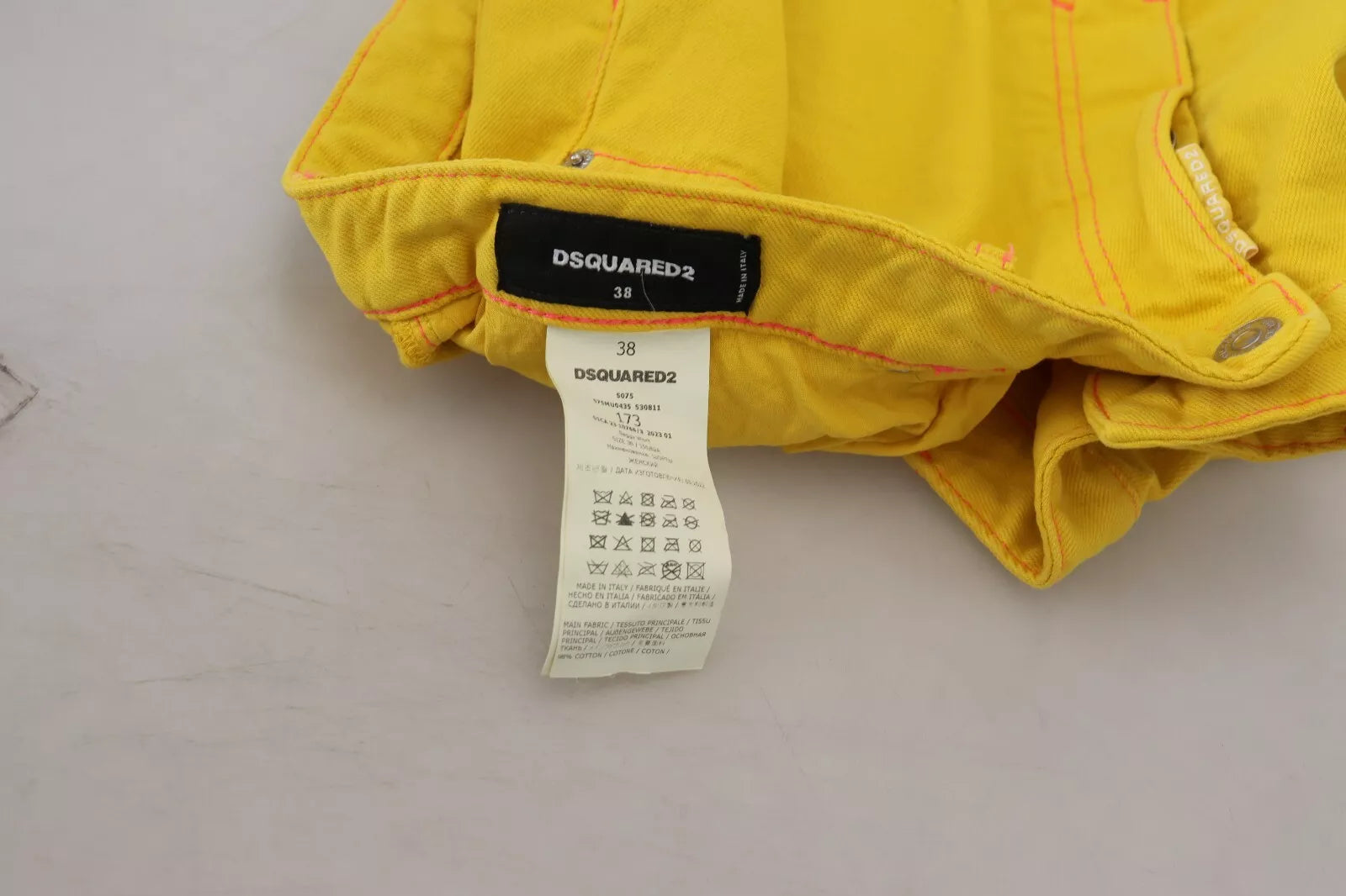 Dsquared² Yellow Cotton High Waist Baggy Women Hotpants Shorts | Regal Royce