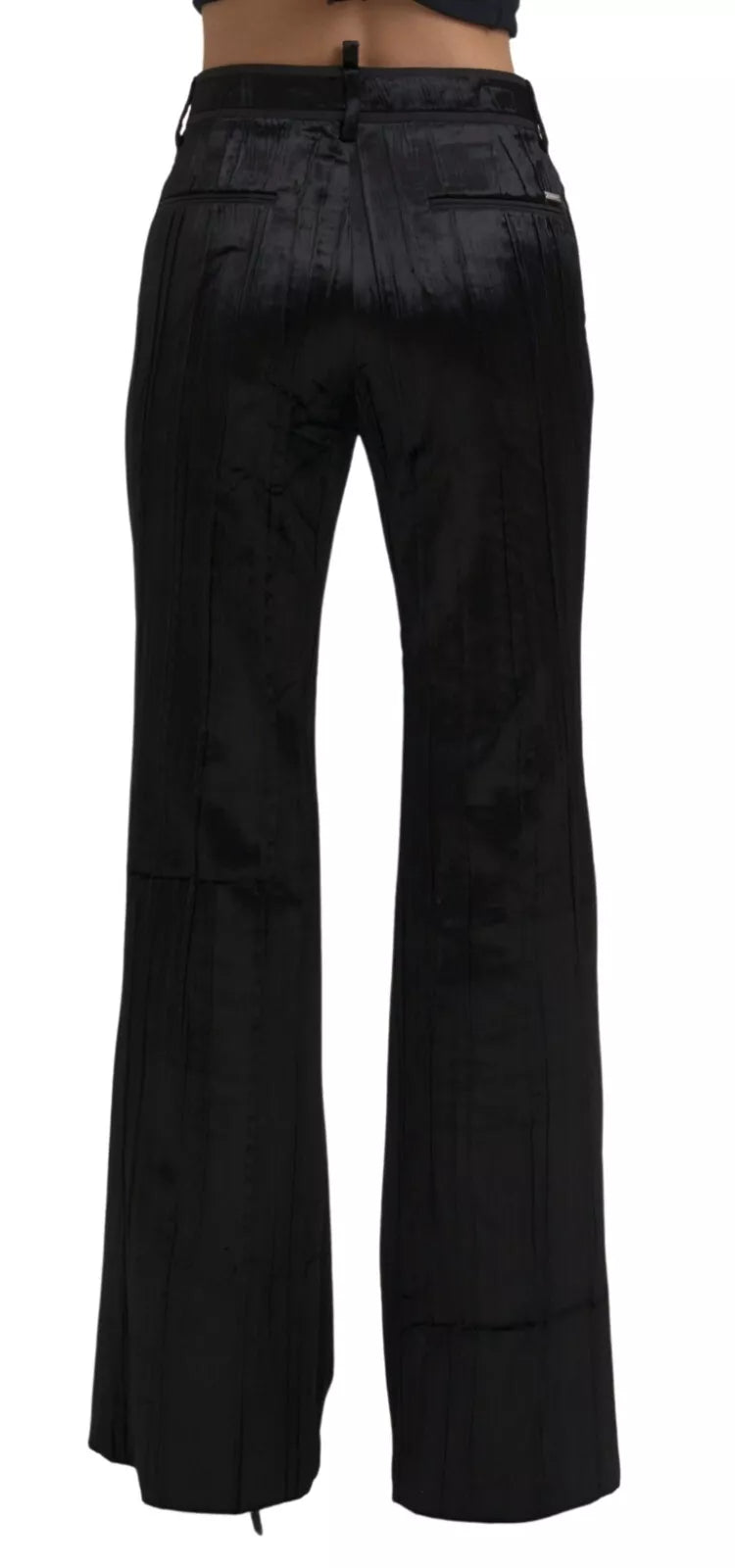 Dsquared² Black Viscose Super Flare High Waist Pants | Regal Royce