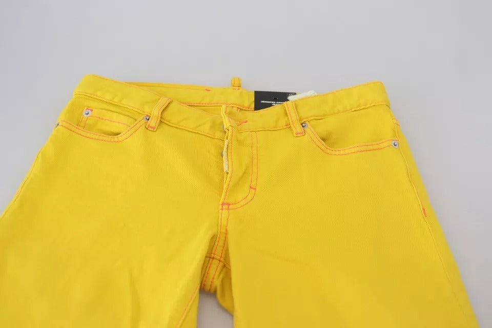 Dsquared² Yellow Cotton Low Waist Cropped Jennifer Denim Jeans | Regal Royce