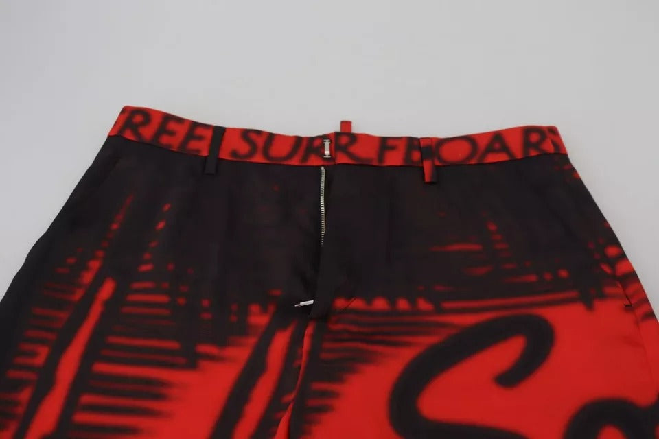 Dsquared² Red Printed High Waist Straight Pants | Regal Royce