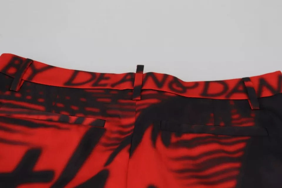 Dsquared² Red Printed High Waist Straight Pants | Regal Royce