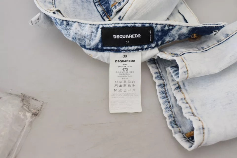 Dsquared² Light Blue Cotton High Waist Straight Denim Jeans | Regal Royce