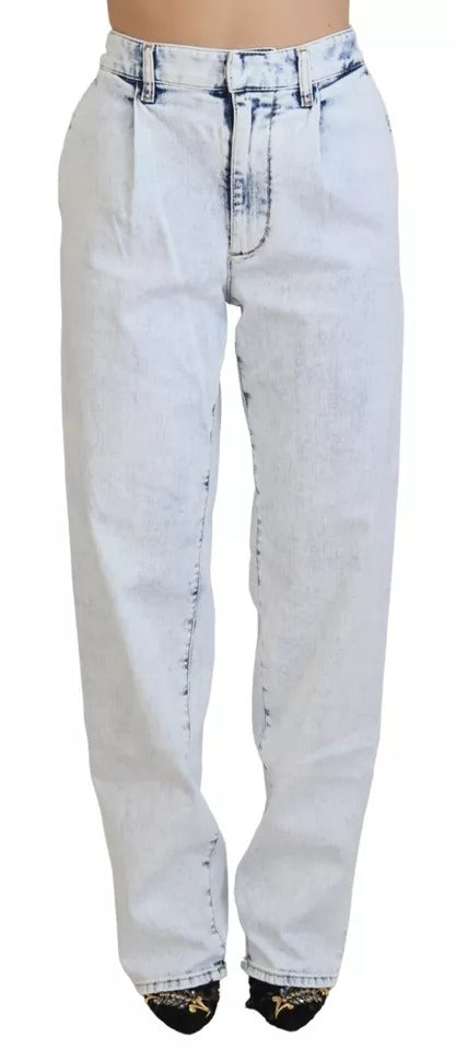 Dsquared² Light Blue Cotton High Waist Straight Denim Jeans | Regal Royce