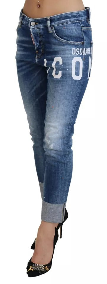 Dsquared² Blue Icon Low Waist Cropped Cool Girl Denim Jeans | Regal Royce