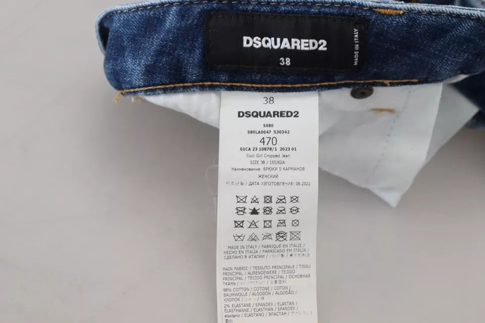 Dsquared² Blue Icon Low Waist Cropped Cool Girl Denim Jeans | Regal Royce