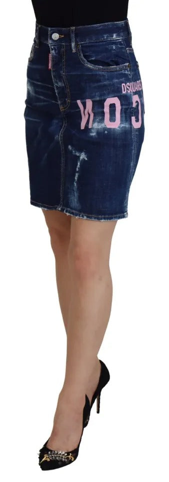 Dsquared² Blue Icon High Waist Denim Mini Boston Jean Skirt | Regal Royce