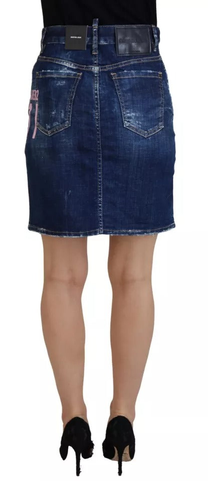 Dsquared² Blue Icon High Waist Denim Mini Boston Jean Skirt | Regal Royce