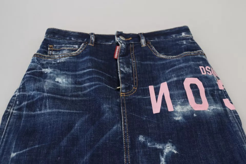 Dsquared² Blue Icon High Waist Denim Mini Boston Jean Skirt | Regal Royce