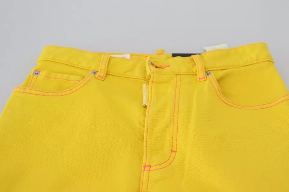 Dsquared² Yellow Cotton High Waist Straight Denim Boston Jeans | Regal Royce