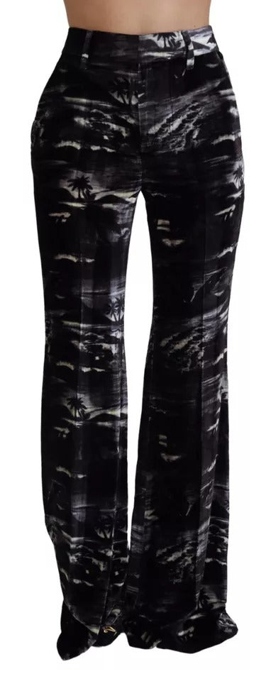 Dsquared² Black Printed High Waist Super Flare Pants | Regal Royce