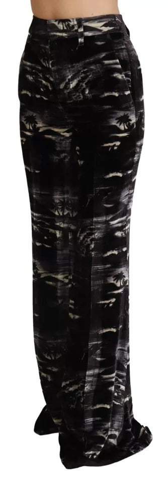 Dsquared² Black Printed High Waist Super Flare Pants | Regal Royce