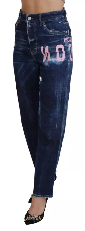 Dsquared² Blue Icon High Waist Straight Denim Boston Jeans | Regal Royce