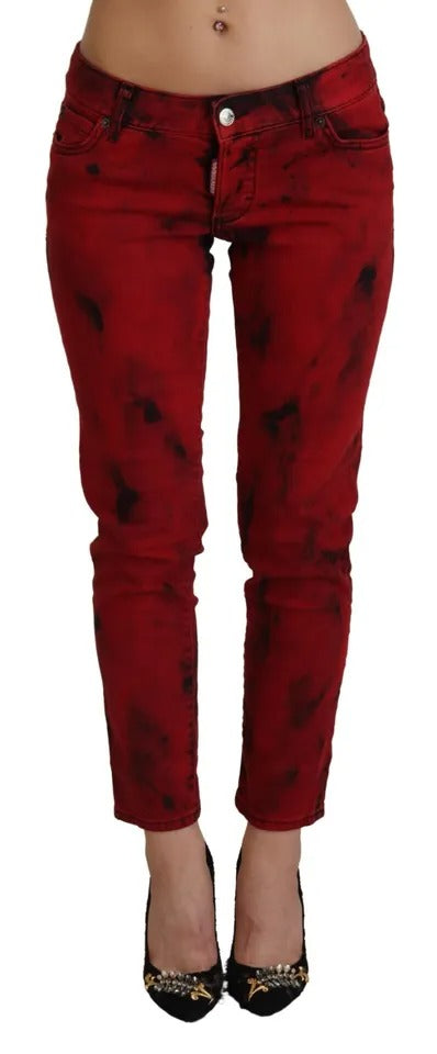 Dsquared² Red Low Waist Cotton Stretch Skinny Pants | Regal Royce