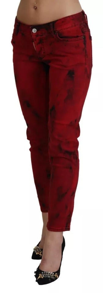 Dsquared² Red Low Waist Cotton Stretch Skinny Pants | Regal Royce