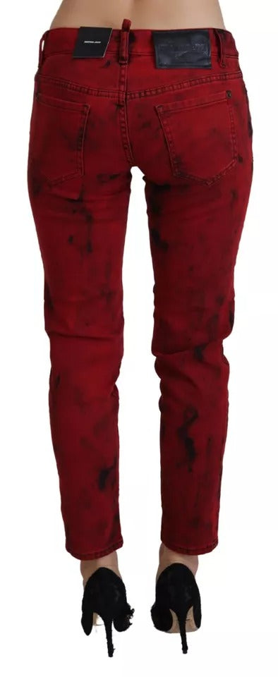 Dsquared² Red Low Waist Cotton Stretch Skinny Pants | Regal Royce