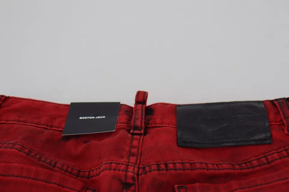 Dsquared² Red Low Waist Cotton Stretch Skinny Pants | Regal Royce