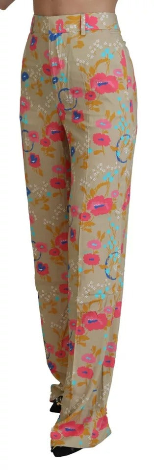 Dsquared² Beige Floral High Waist Straight Pants | Regal Royce