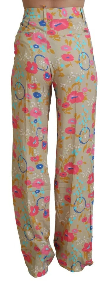 Dsquared² Beige Floral High Waist Straight Pants | Regal Royce