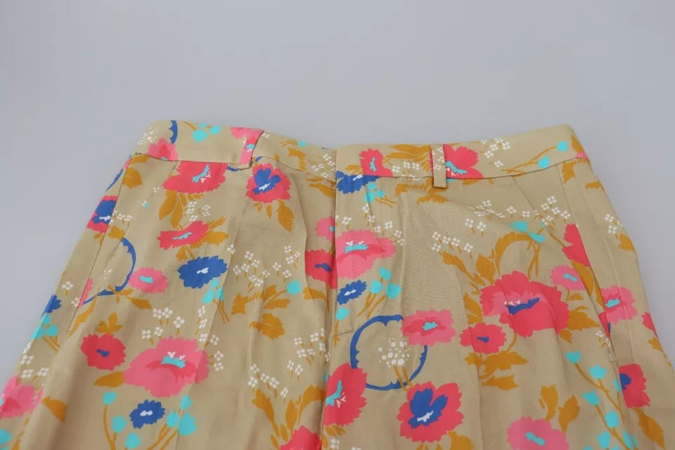 Dsquared² Beige Floral High Waist Straight Pants | Regal Royce