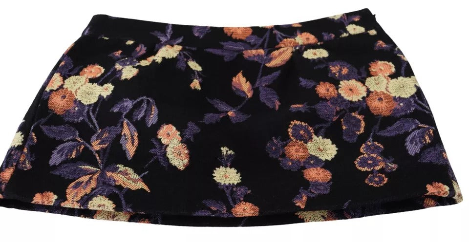 Dsquared² Black Floral Embroidery Mid Waist A-line Mini Skirt | Regal Royce