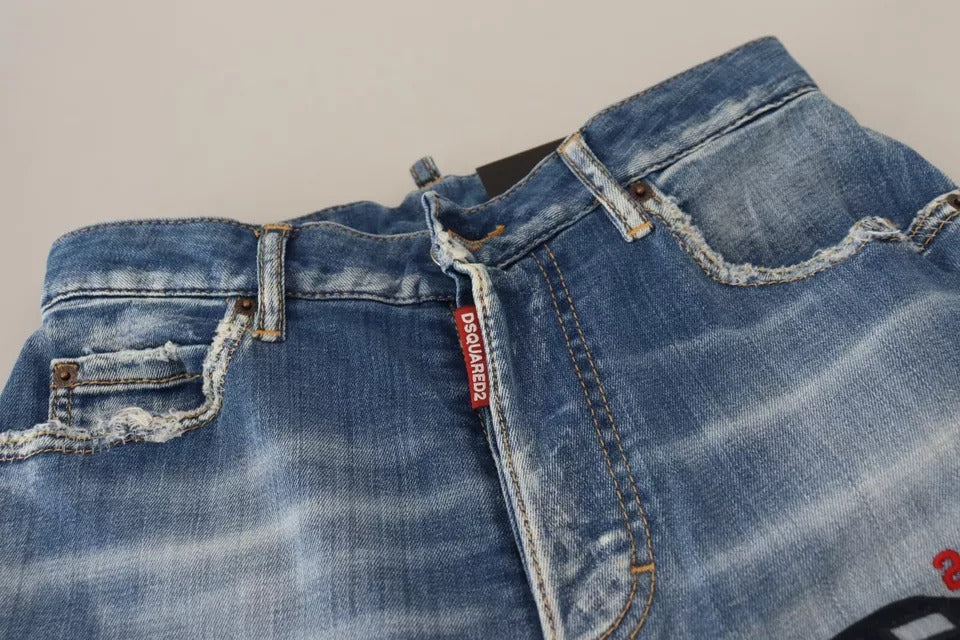 Dsquared² Blue Washed High Waist Straight Denim Boston Jeans | Regal Royce