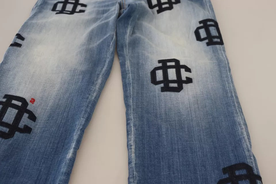 Dsquared² Blue Washed High Waist Straight Denim Boston Jeans | Regal Royce