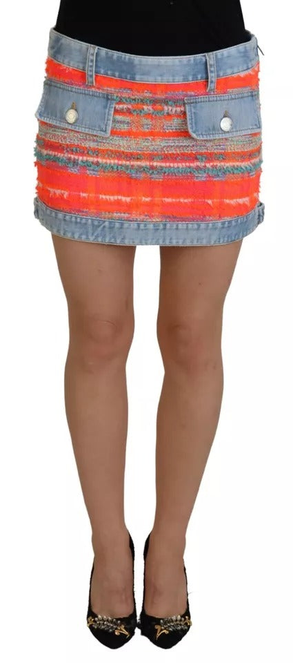 Dsquared² Multicolor Polyester Low Waist A-line Denim Skirt | Regal Royce