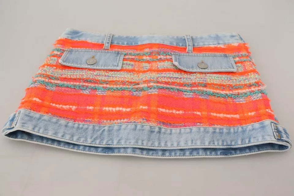 Dsquared² Multicolor Polyester Low Waist A-line Denim Skirt | Regal Royce