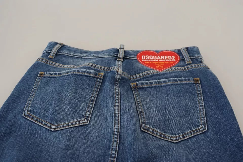 Dsquared² Blue Distressed High Waist Pencil Cut Denim Skirt | Regal Royce