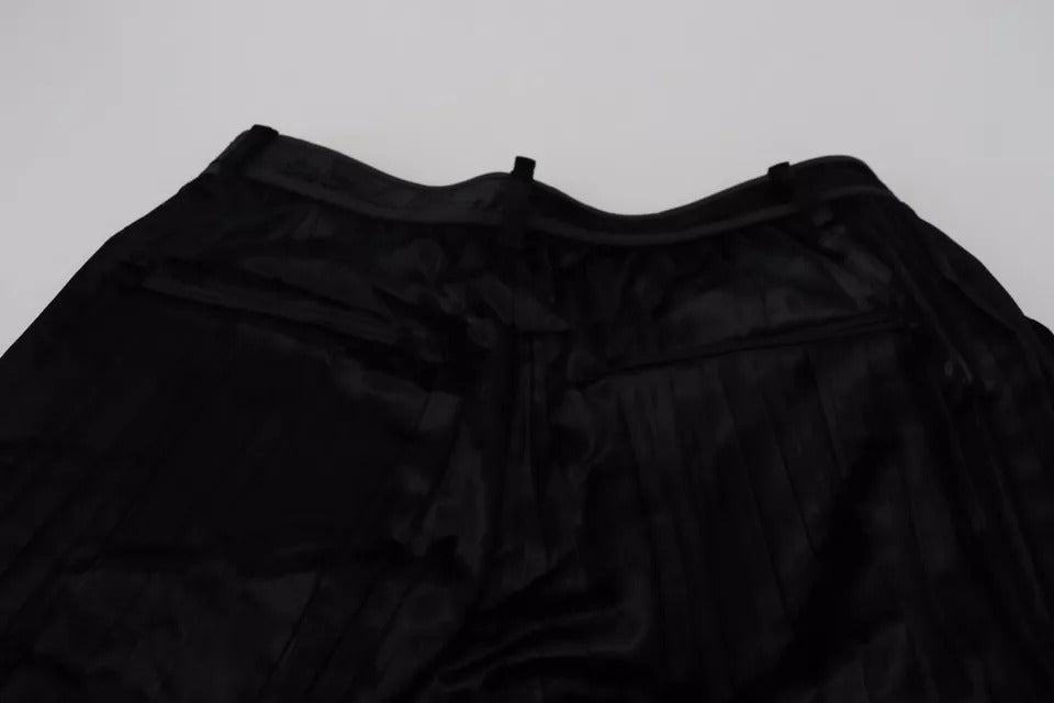 Dsquared² Black Pleated High Waist Wide Leg Cropped Pants | Regal Royce