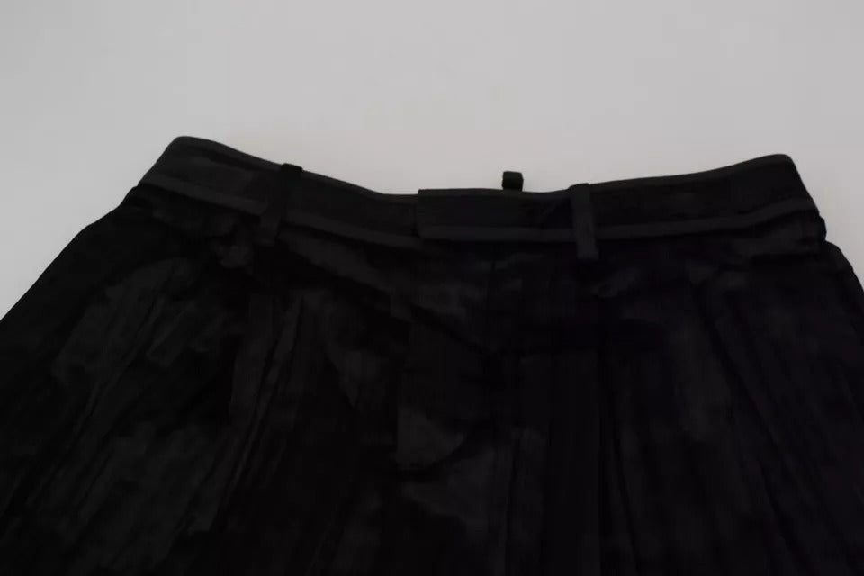 Dsquared² Black Pleated High Waist Wide Leg Cropped Pants | Regal Royce