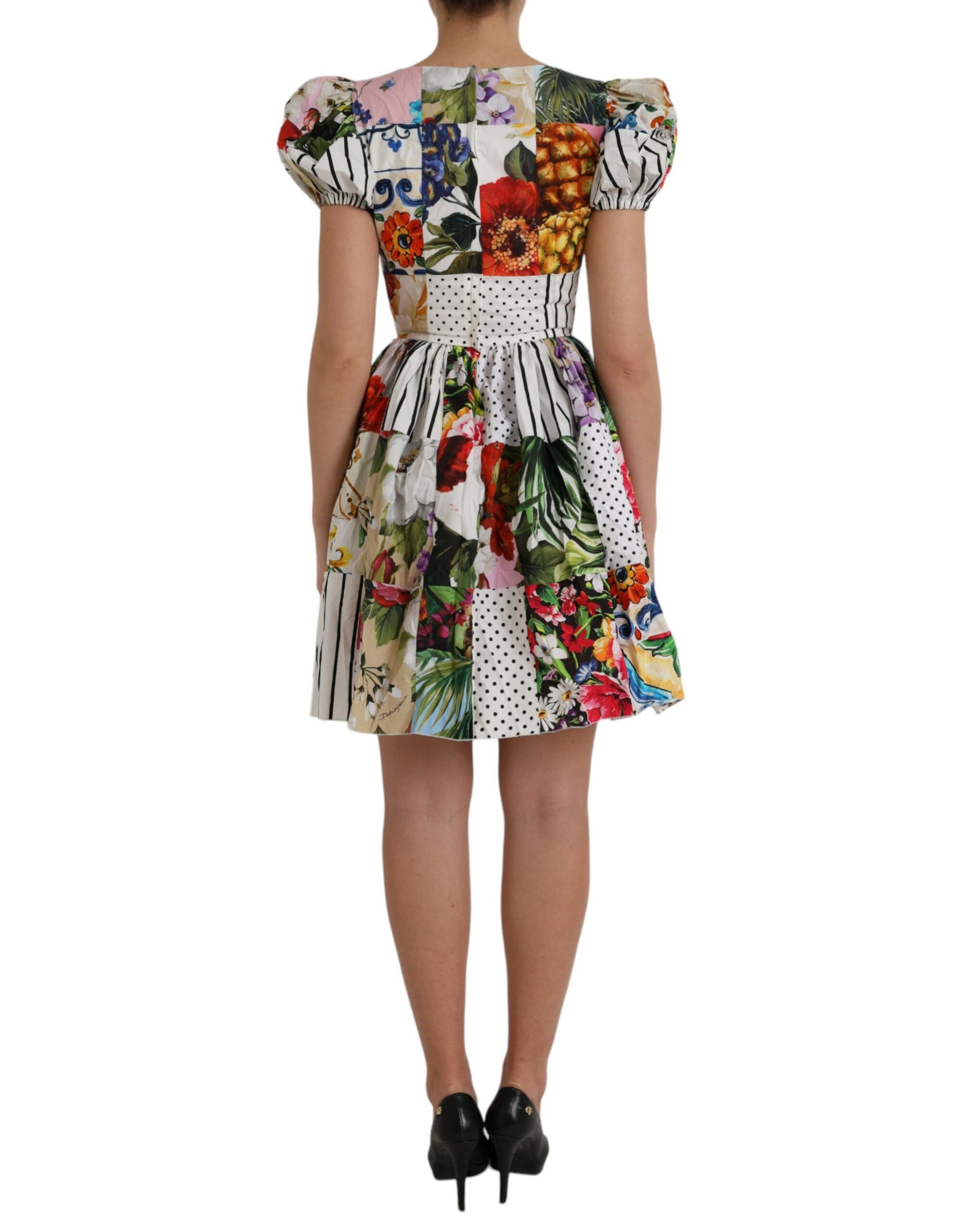 Dolce & Gabbana Multicolor Patchwork Cotton Aline Mini Dress | Regal Royce