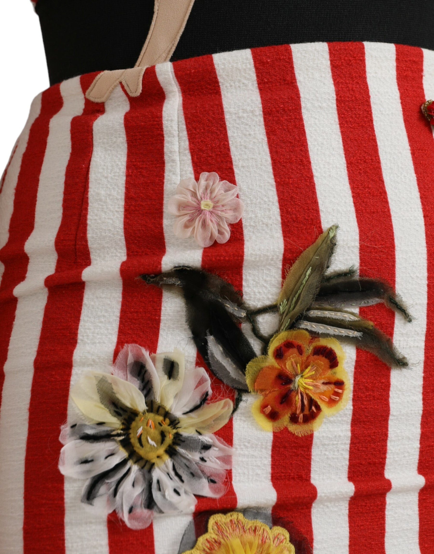 Dolce & Gabbana Red White Floral Sleeveless Sheath Midi Dress | Regal Royce