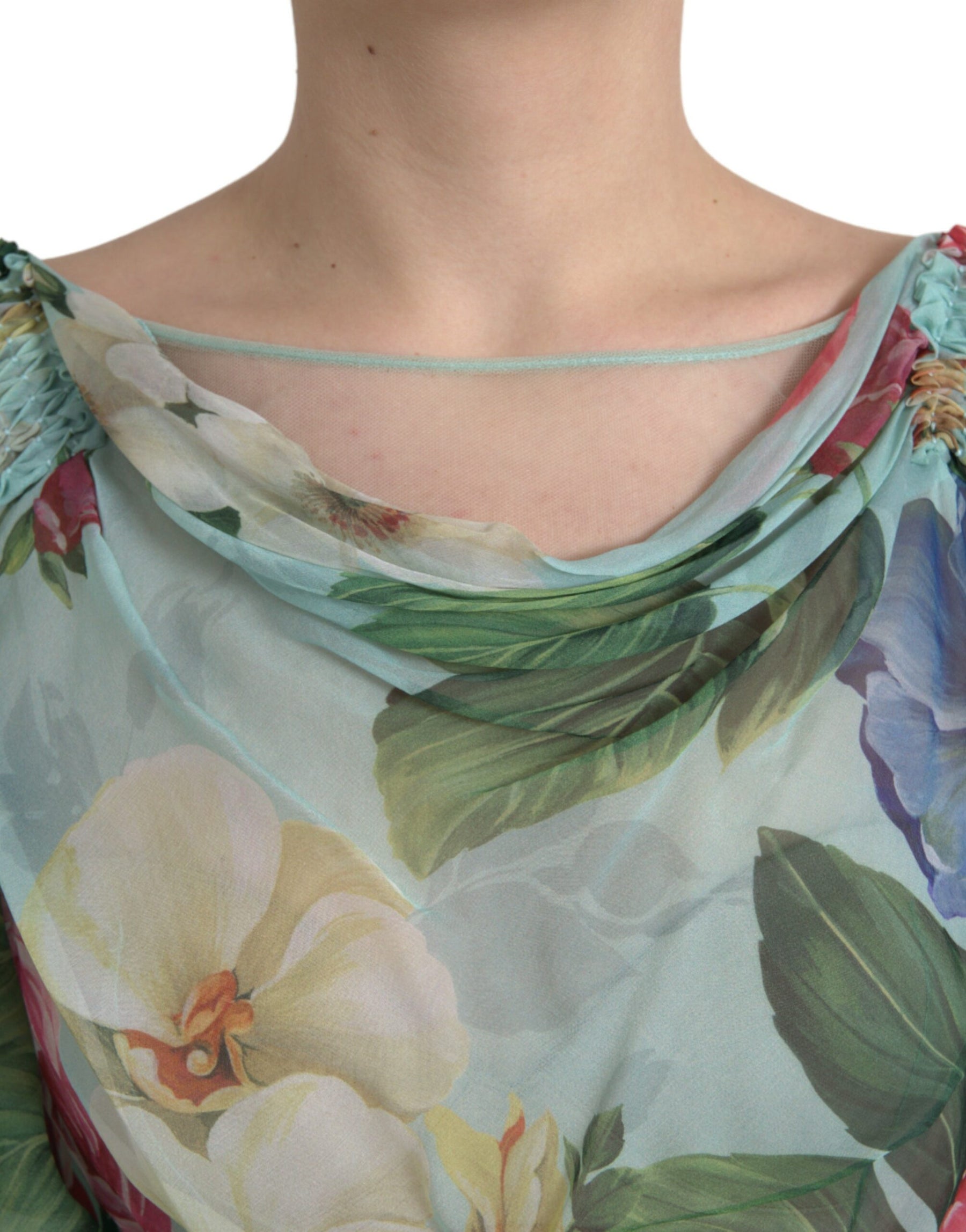 Dolce & Gabbana Blue Floral Print Tiered Long Maxi Dress | Regal Royce